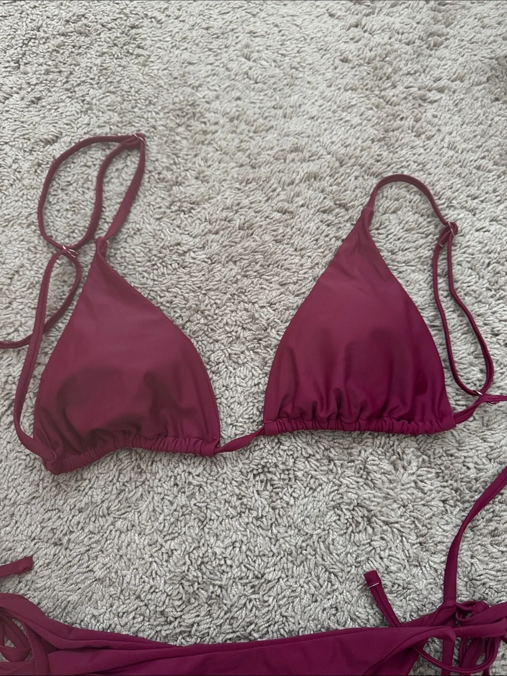 Zaful Maroon Triangle Tie-Side Bikini Set
